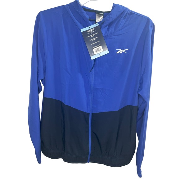 Reebok Men's Full Zip NWT Lightweight‎ Training Woven Jacket Size L Blue/Navy - Picture 1 of 2